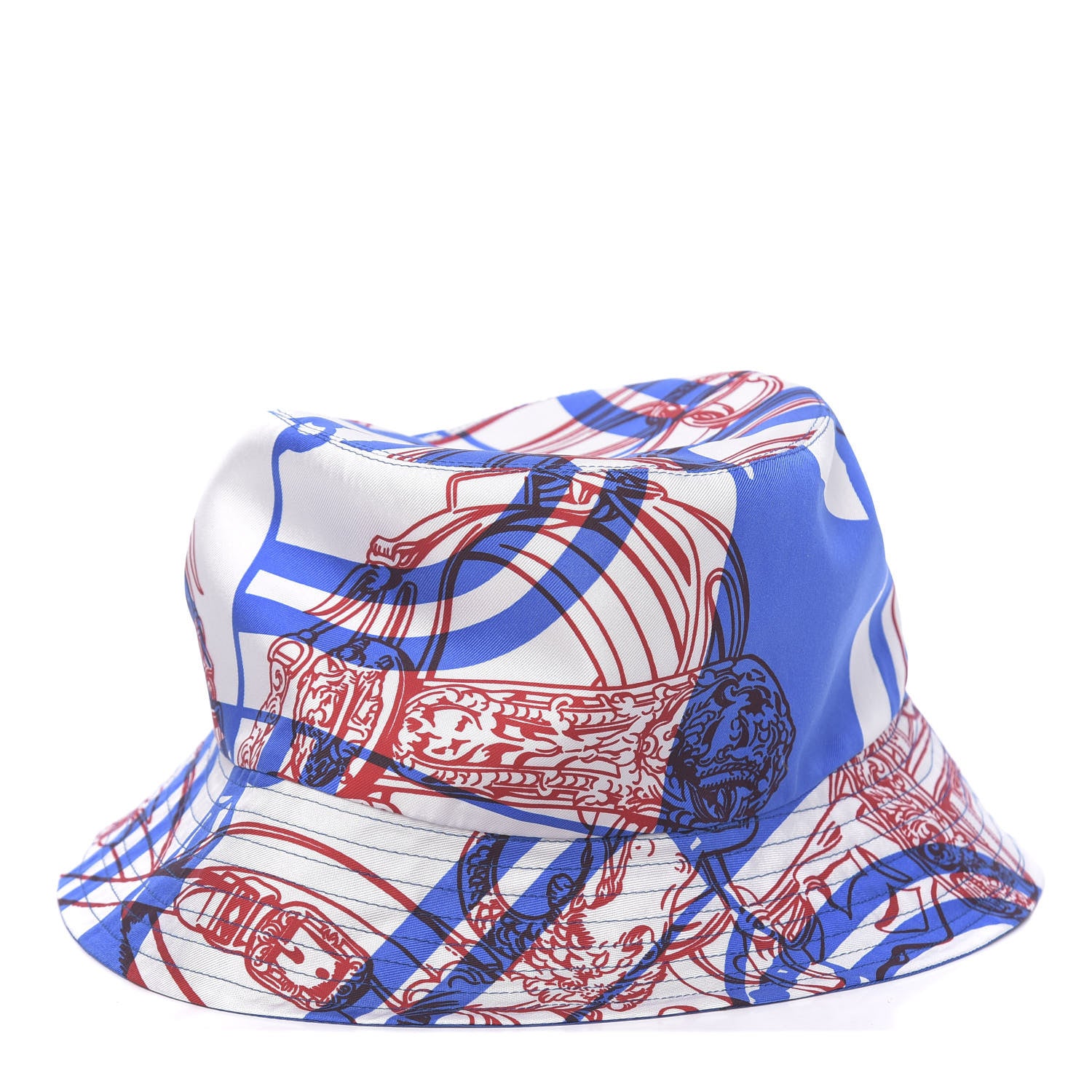 Hermes Silk Brides De Gala en Desordre Reverso Bucket Hat 58 Bleu Dur 1 of 5
