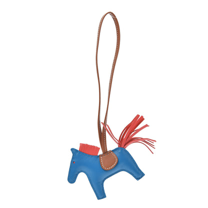 Hermes Milo Lambskin Grigri Rodeo Horse Bag Charm PM Blue Zanzibar Rose Texas Gold 1 of 4