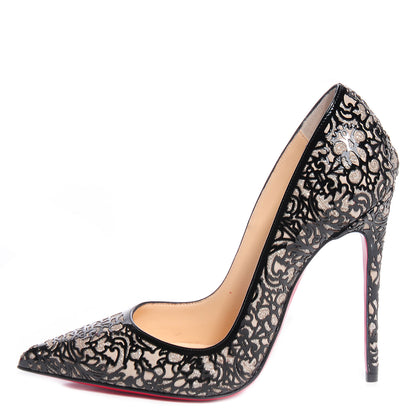 Christian Louboutin Patent Lace Glitter So Pretty 120 Pumps 36.5 Black 1 of 6