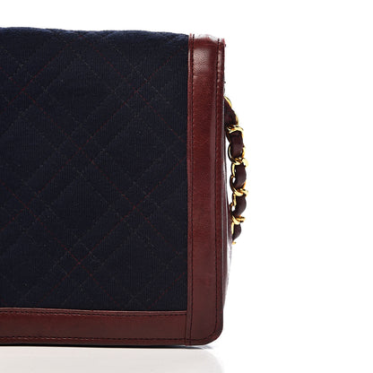 Chanel Jersey Lambskin Quilted Single Flap Dark Red Blue 17 of 18
