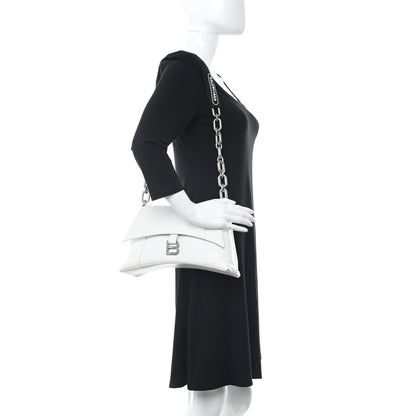 Balenciaga Calfskin S Downtown Chain Shoulder Bag White Black 2 of 10