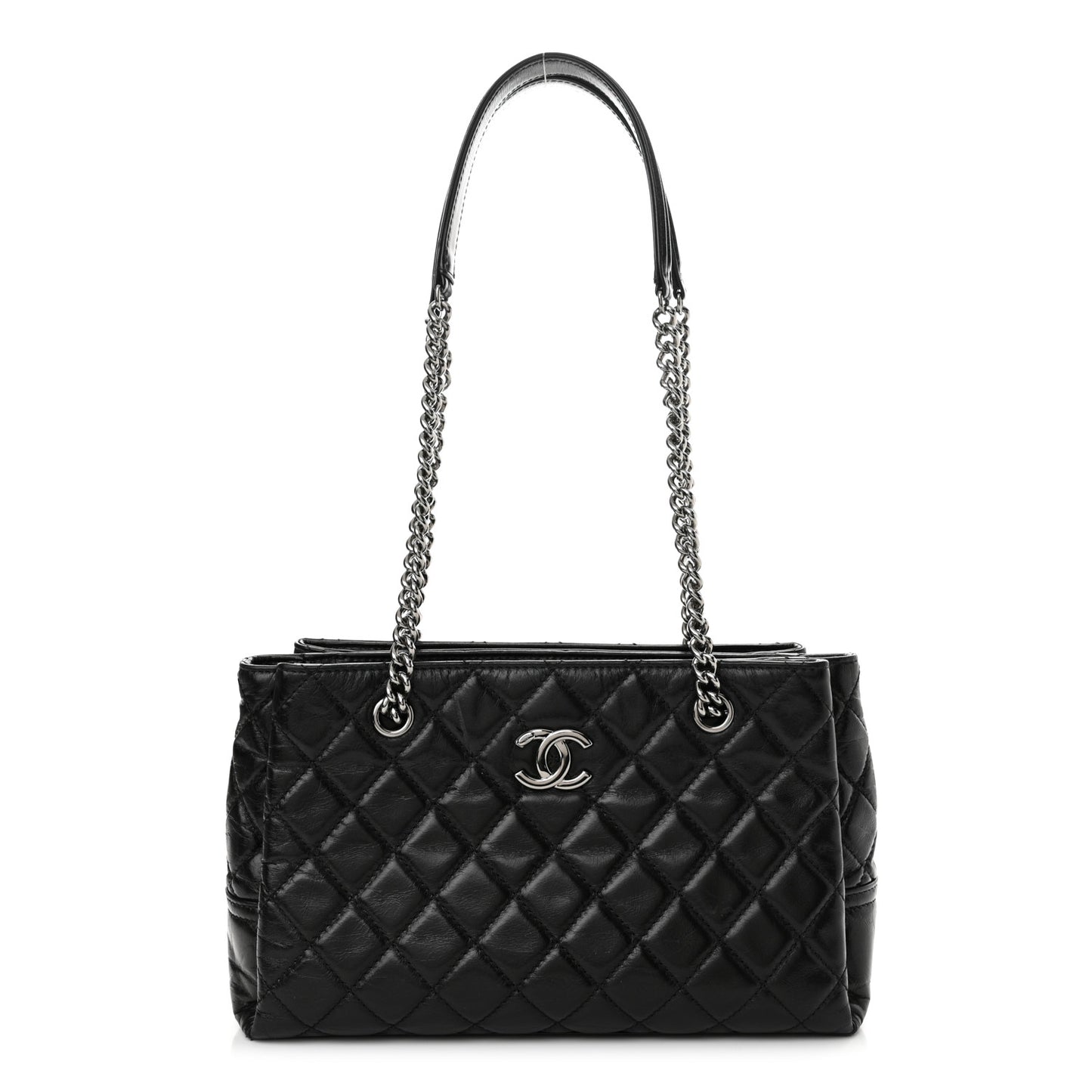 Calfskin Quilted Medium Coco Soft Tote Black