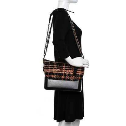 Chanel Tweed Calfskin Medium Gabrielle Hobo Black Brown 2 of 11