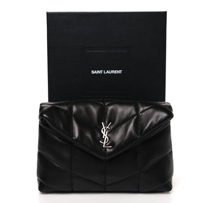 Saint Laurent Lambskin Monogram Loulou Puffer Pouch Clutch Black 9 of 9