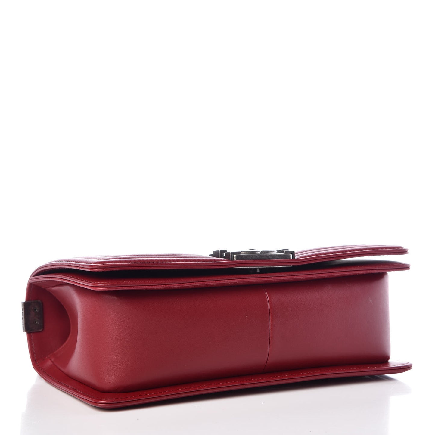Calfskin Chevron Quilted Medium Boy Flap Red
