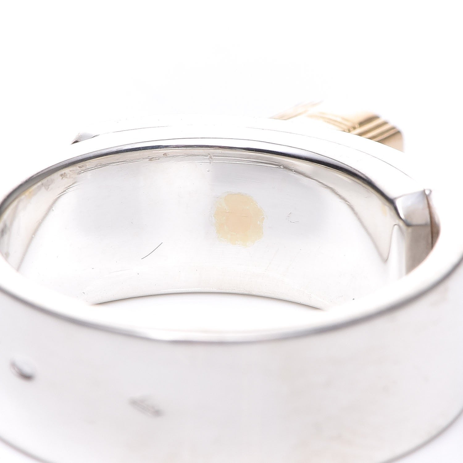 Hermes Sterling Silver 18K Yellow Gold Kelly Cadena Ring 54 6.25 17 of 17