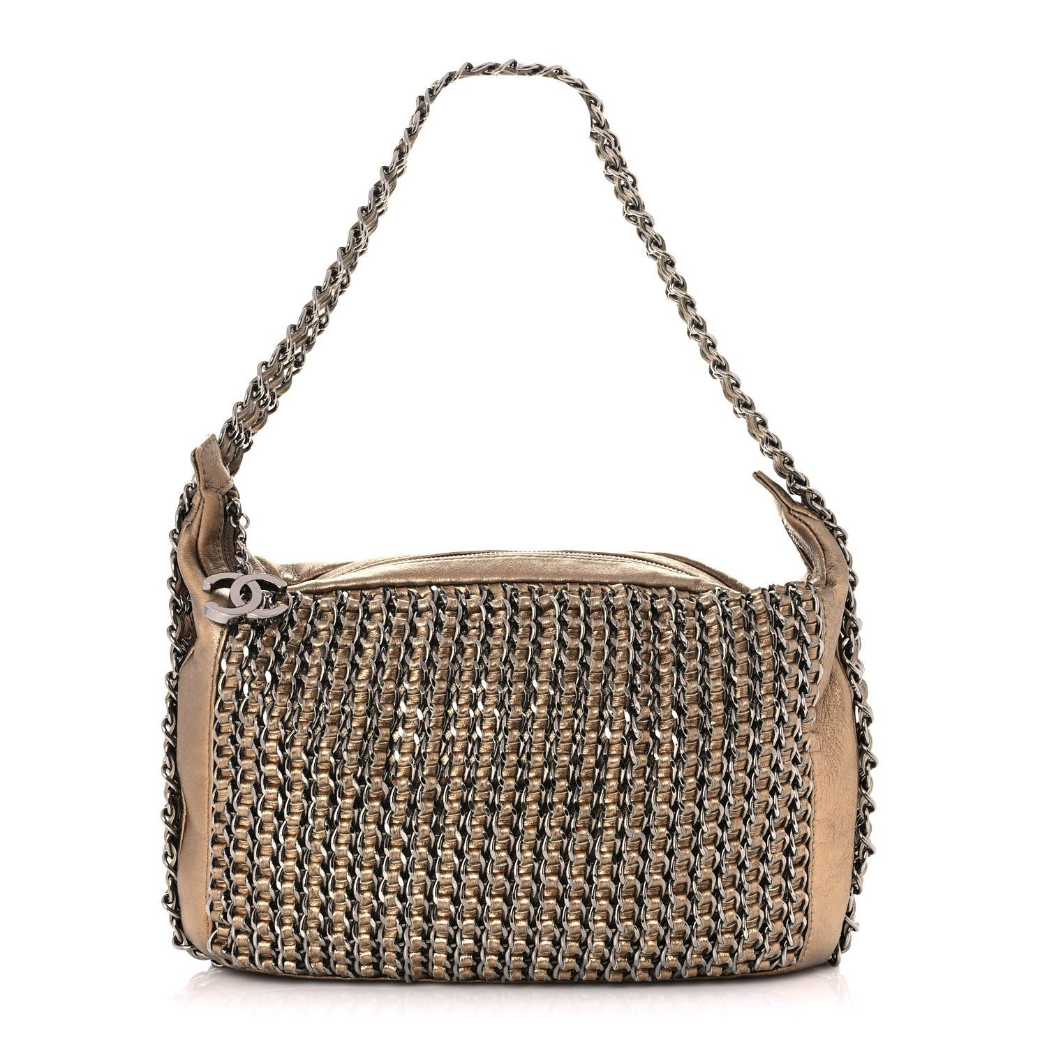 Chanel Metallic Lambskin Triple Chain Hobo Gold 1 of 12