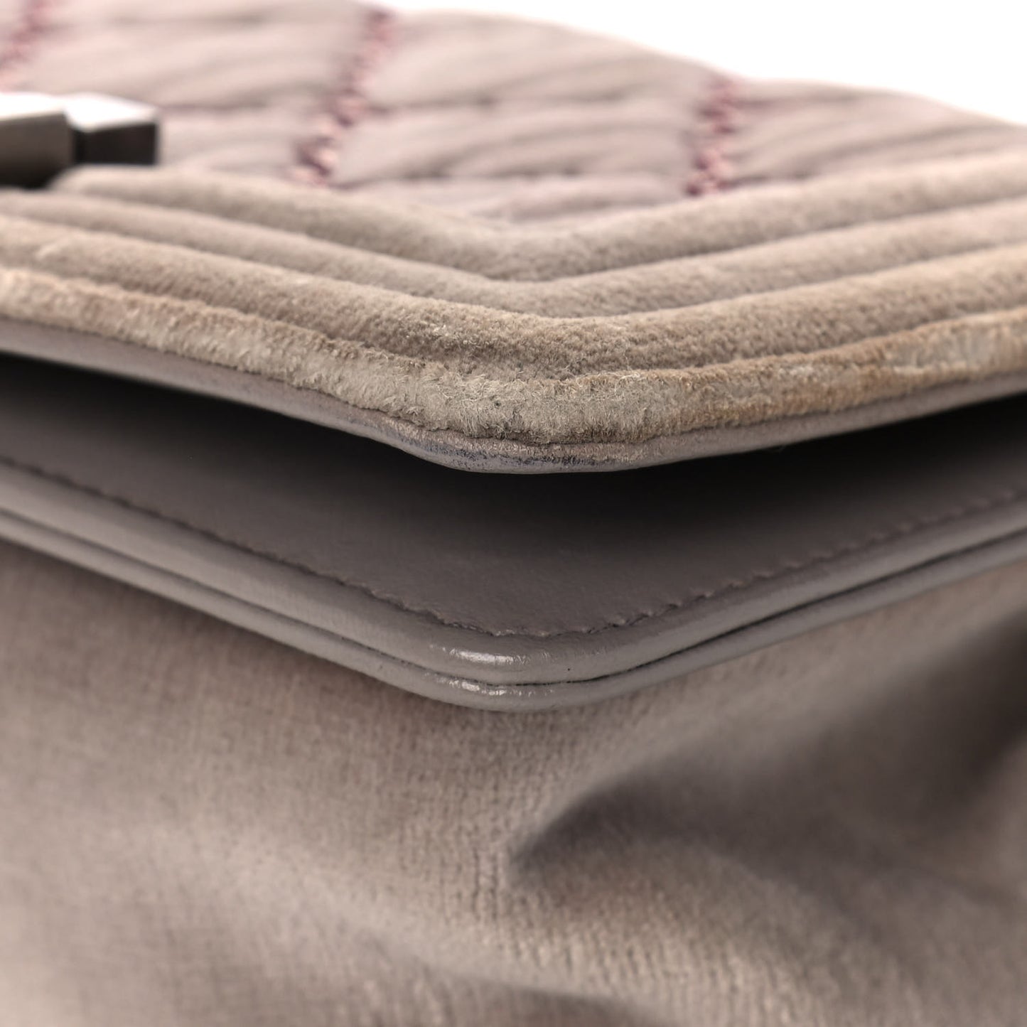 Velvet Quilted Small Boy Flap Grey