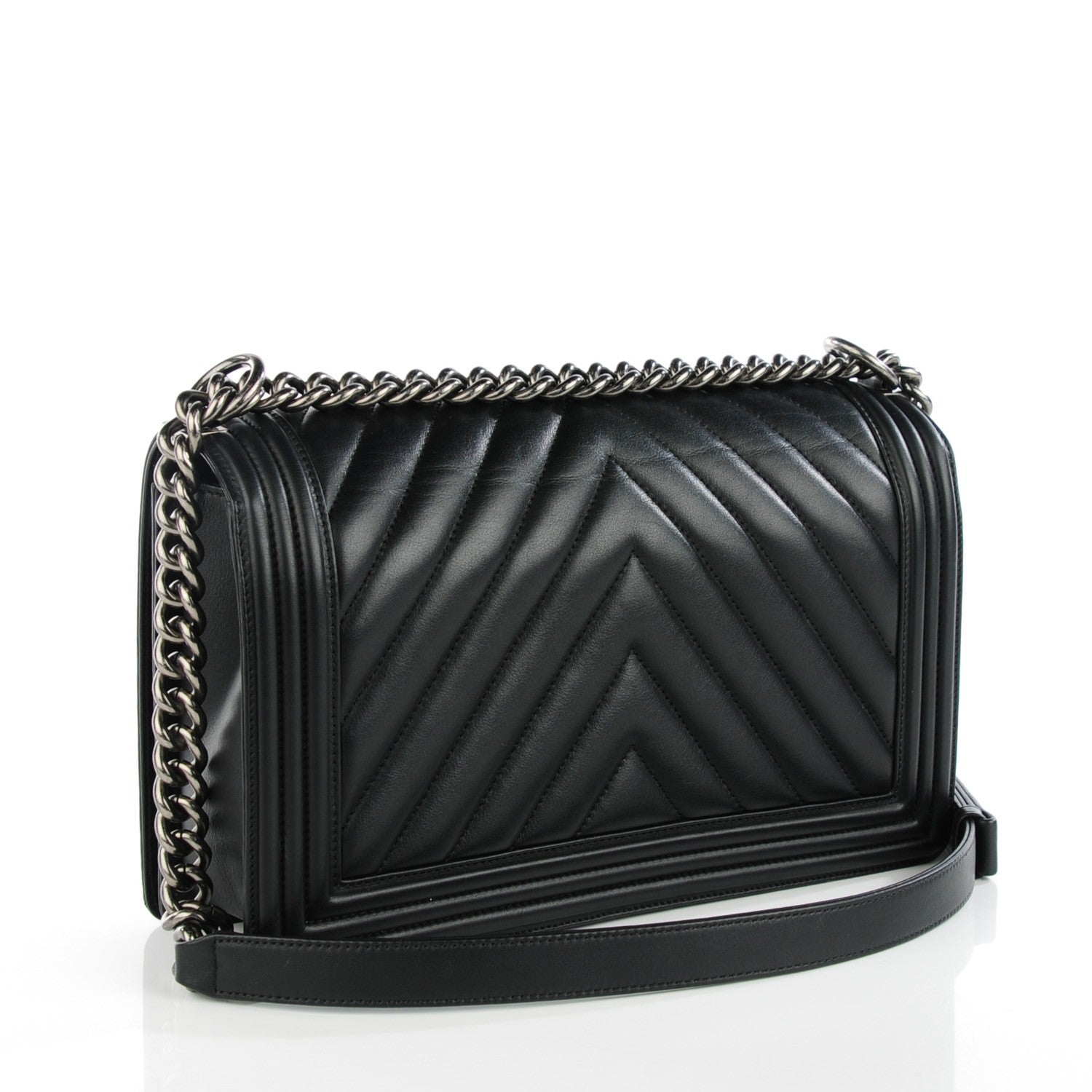 Chanel Calfskin Chevron Quilted New Medium Boy Flap Black 3 of 7