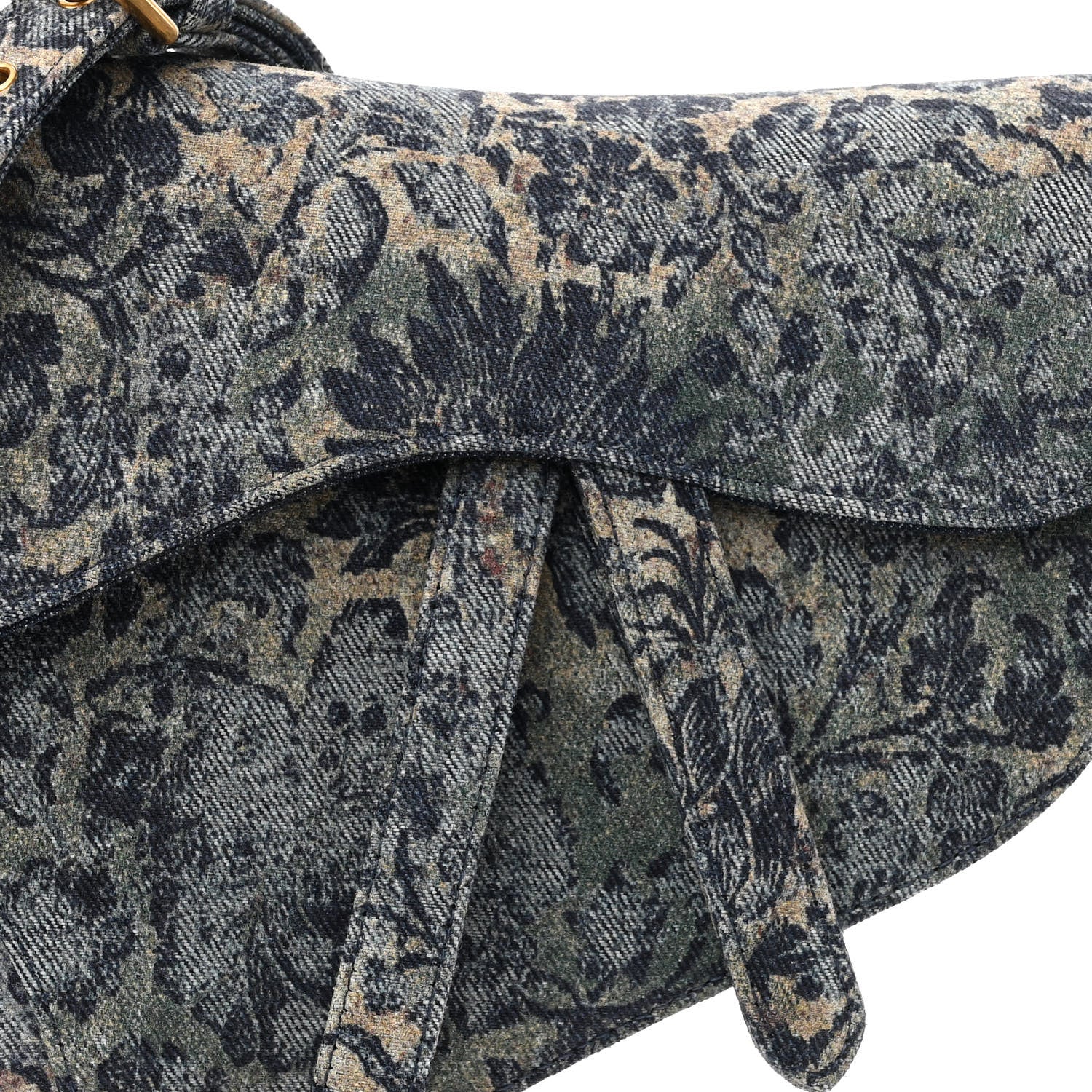 Christian Dior Denim Brocart Embroidered Saddle Bag Blue 8 of 10