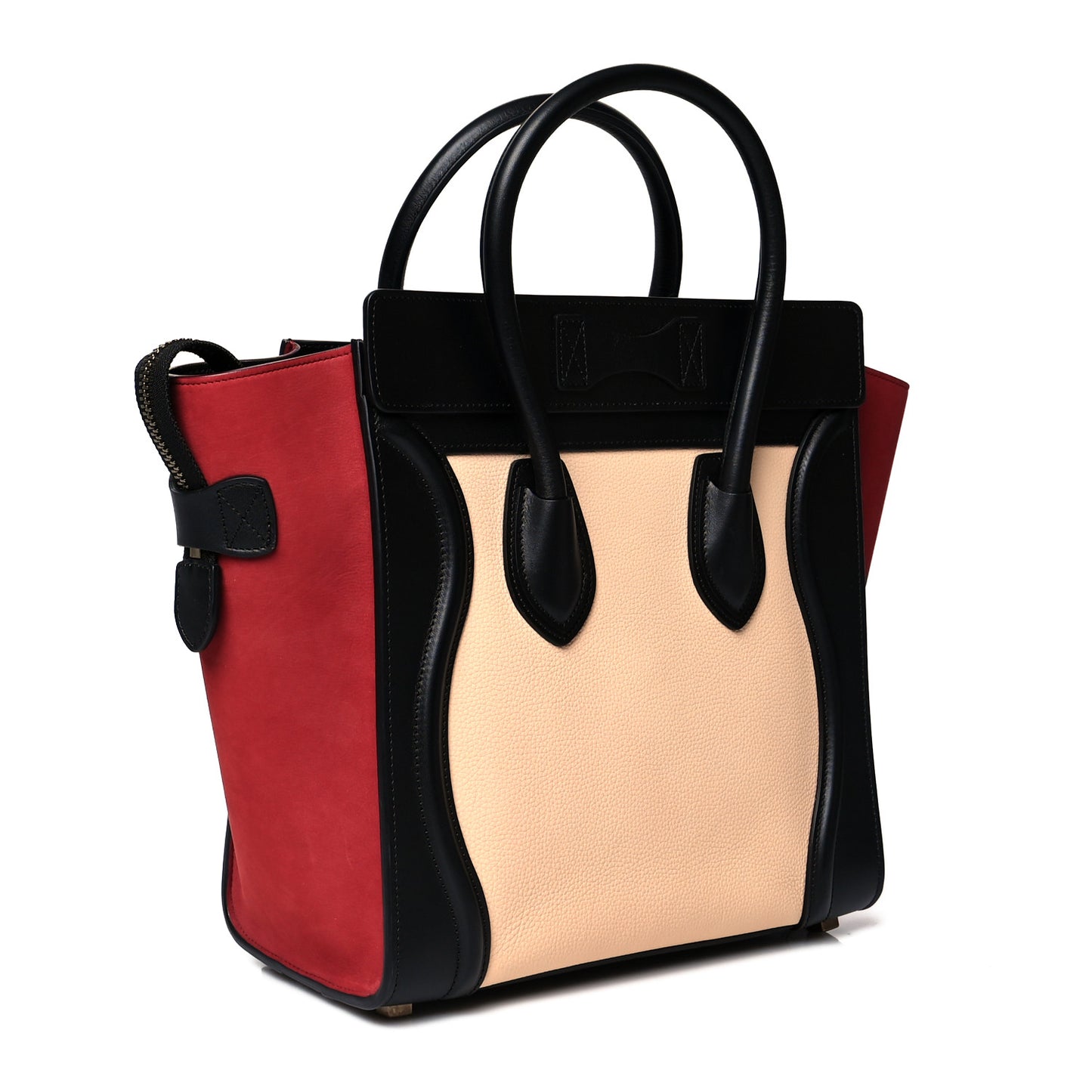 Drummed Calfskin Nubuck Micro Tri-Color Luggage Ruby