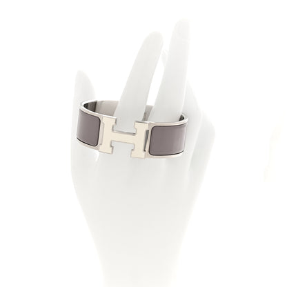 Hermes Enamel Wide Clic Clac H Bracelet PM Etoupe White 2 of 5