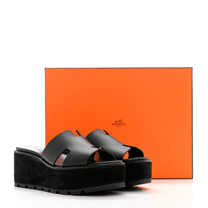 Hermes Calfskin Suede Eze 30 Sandals 39 Black 9 of 9