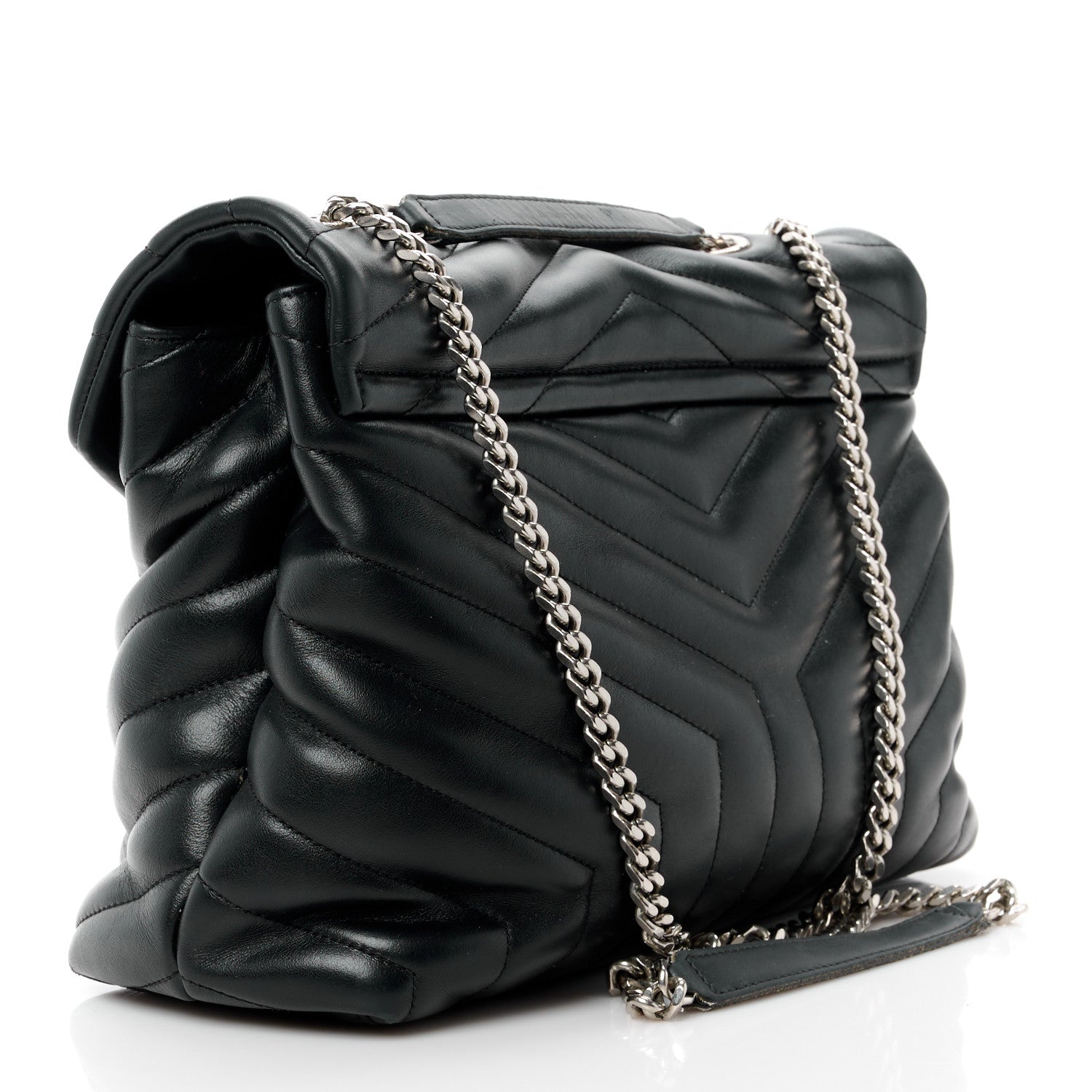 Saint Laurent Calfskin Y Quilted Monogram Medium Loulou Chain Satchel Black 3 of 15