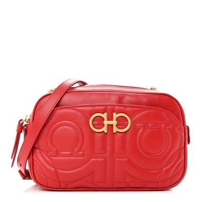 Salvatore Ferragamo Calfskin Quilted Gancini Camera Bag Red 1 of 11