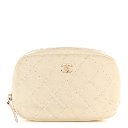 Chanel Caviar Quilted Small Curvy Pouch Cosmetic Case White 1 of 9