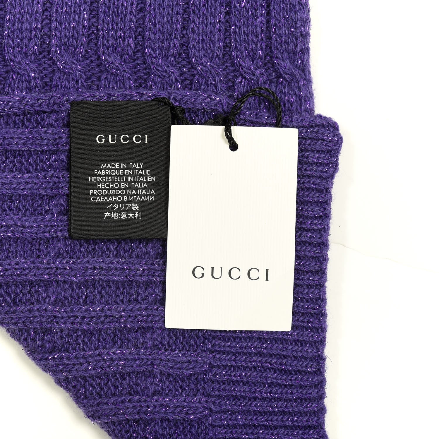 Gucci Wool Knit Shine Reg Scarf Parma Violet Dark Purple 4 of 4