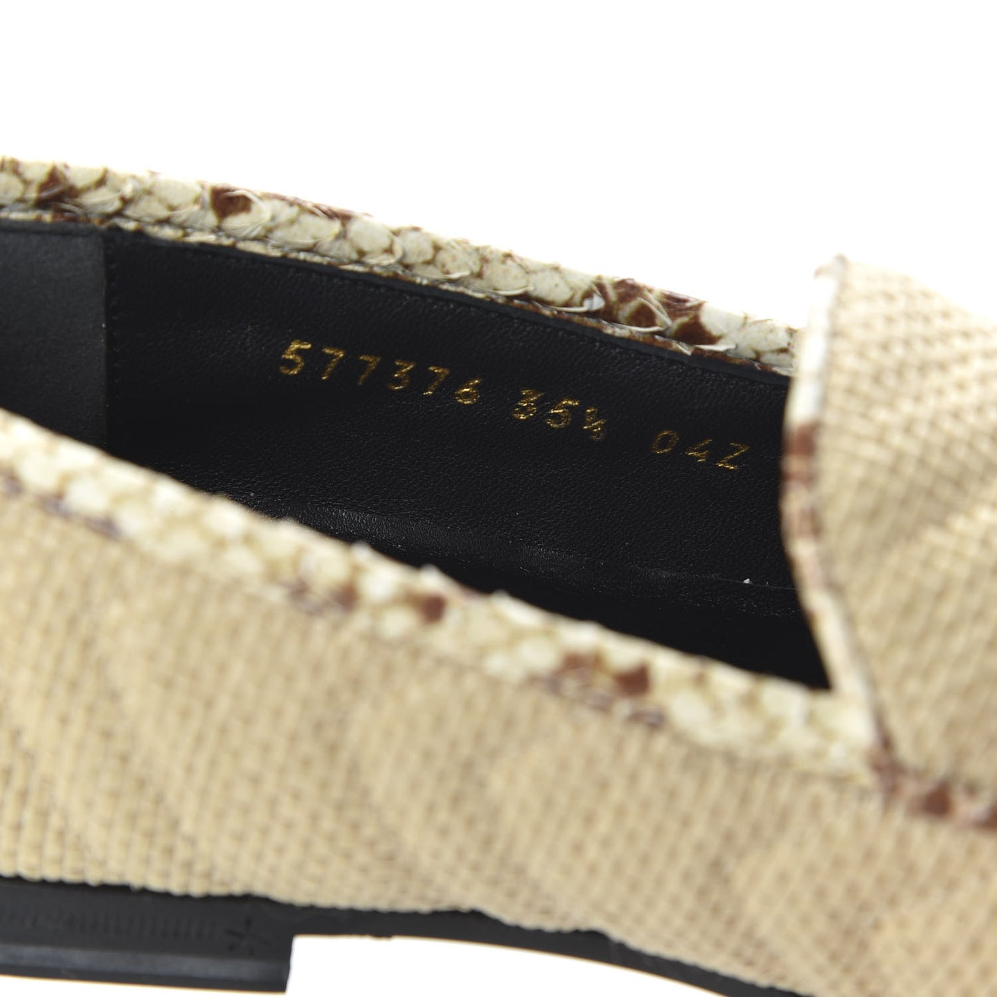 Raffia Elaphe Matelasse Horsebit Womens Jordaan Loafers 35.5 Natural Cream Brown