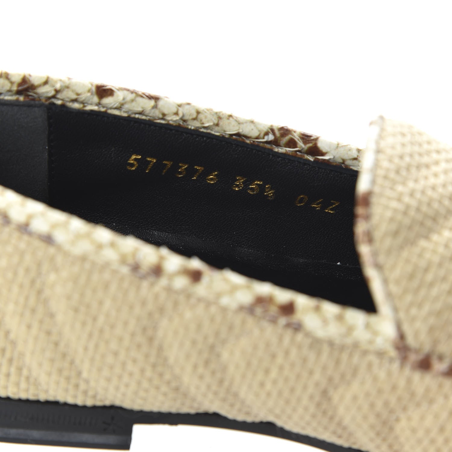 Gucci Raffia Elaphe Matelasse Horsebit Womens Jordaan Loafers 35.5 Natural Cream Brown 8 of 9