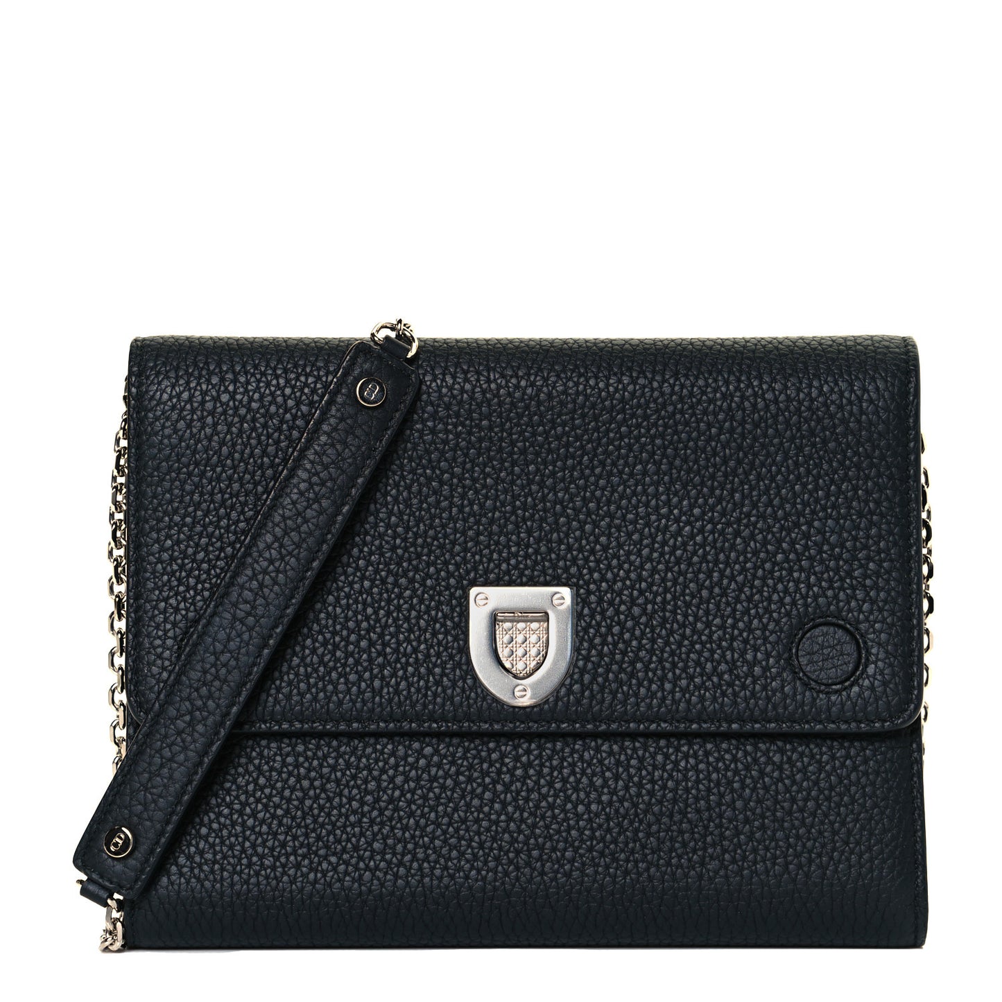 Grained Calfskin Diorever Wallet On Chain Black
