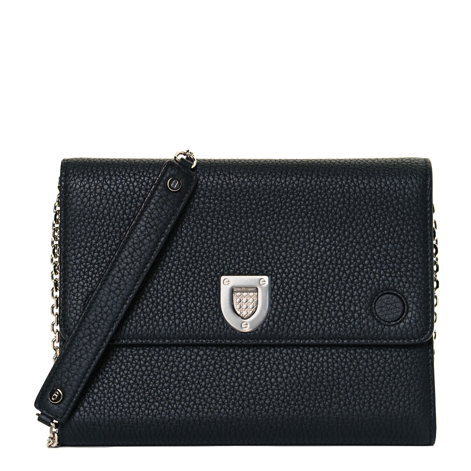 Christian Dior Grained Calfskin Diorever Wallet On Chain Black 1 of 13