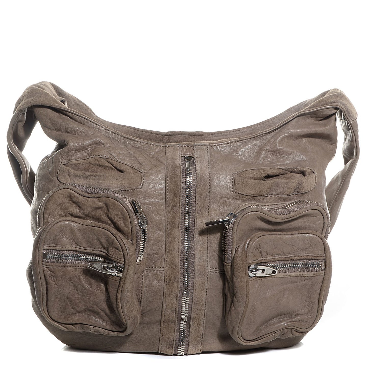 Washed Lambskin Suede Donna Hobo Ash
