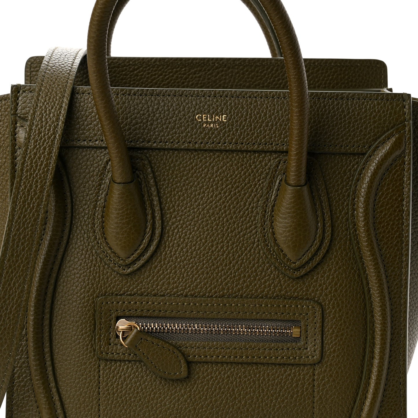 Drummed Calfskin Nano Luggage Army Green