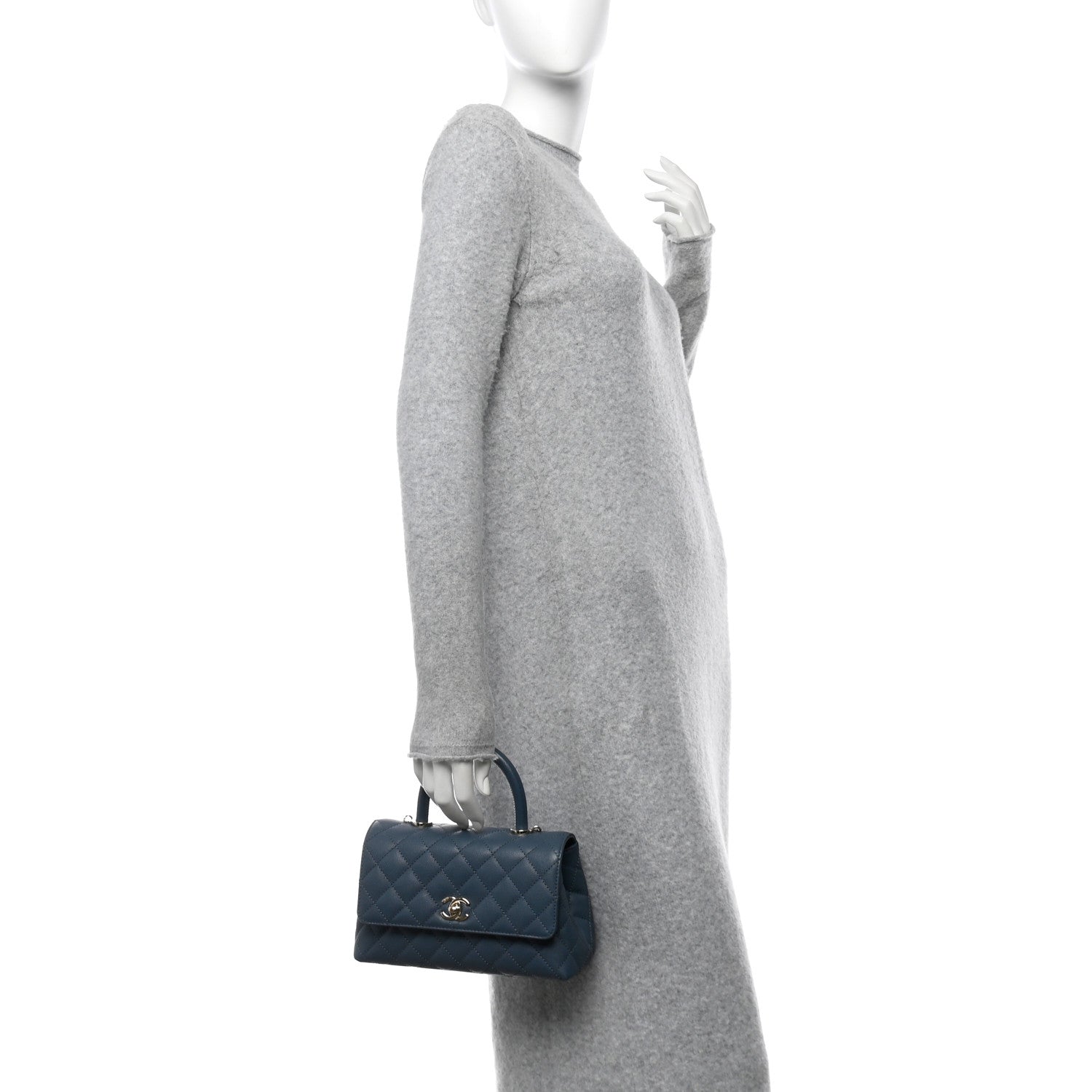 Chanel Caviar Quilted Mini Coco Handle Flap Blue 2 of 10