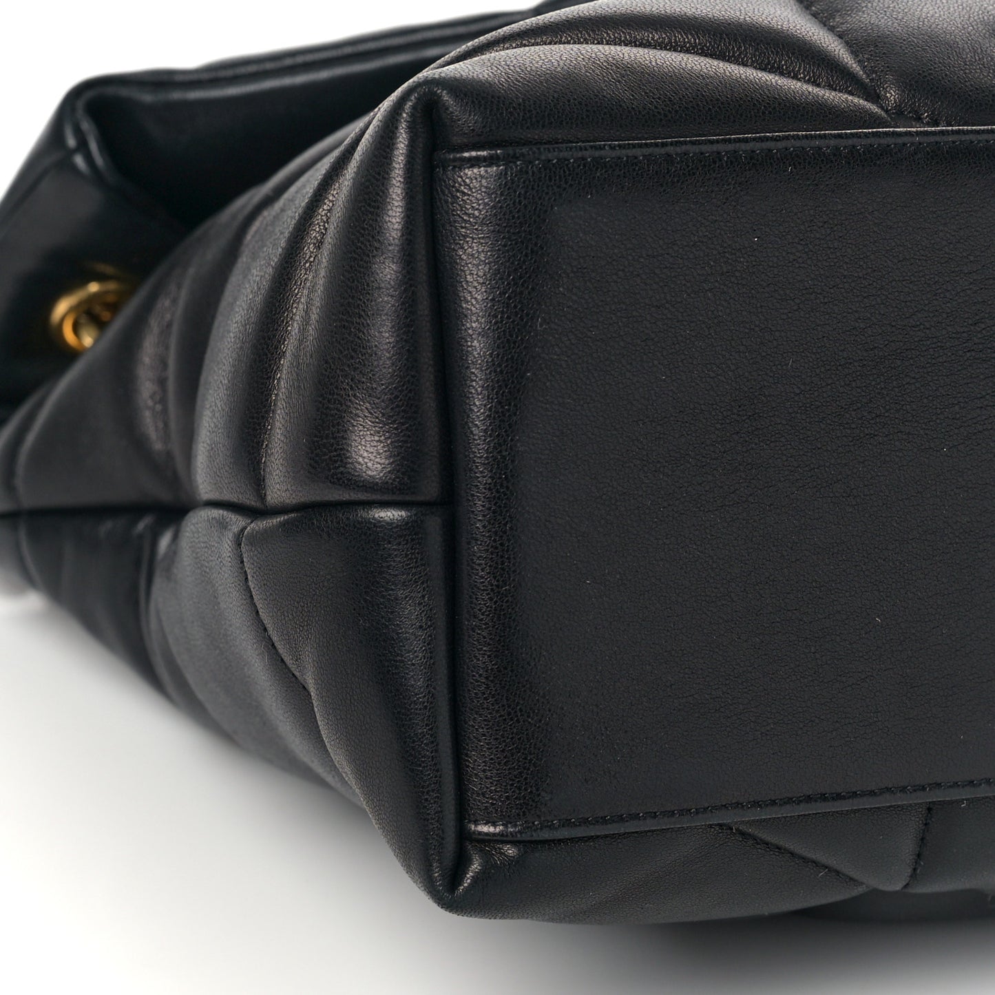 Lambskin Quilted Medium Loulou Puffer Monogram Chain Satchel Black