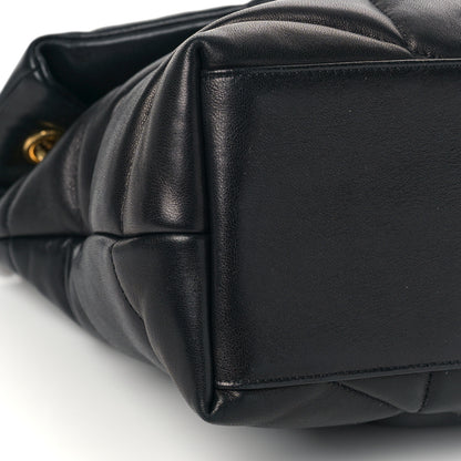 Saint Laurent Lambskin Quilted Medium Loulou Puffer Monogram Chain Satchel Black 8 of 9