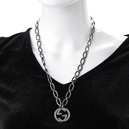 Gucci Sterling Silver Textured Interlocking G Pendant Necklace 2 of 5