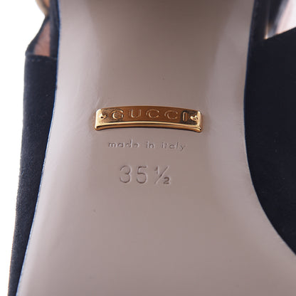 Gucci Kid Scamosciato Crystal Square G Madelyn Slingbacks 35.5 Black 5 of 10