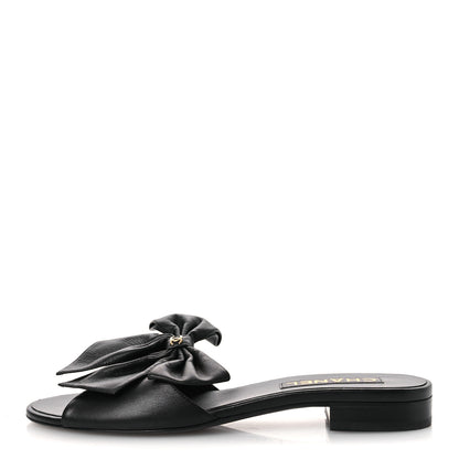 Chanel Lambskin Bow CC Mules 39.5 Black 1 of 11