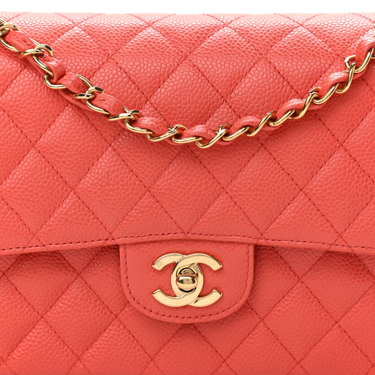 Chanel Caviar Quilted Medium Double Flap Light Red 8 of 12