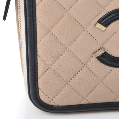 Chanel Caviar Quilted Medium CC Filigree Vanity Case Beige Black 14 of 14