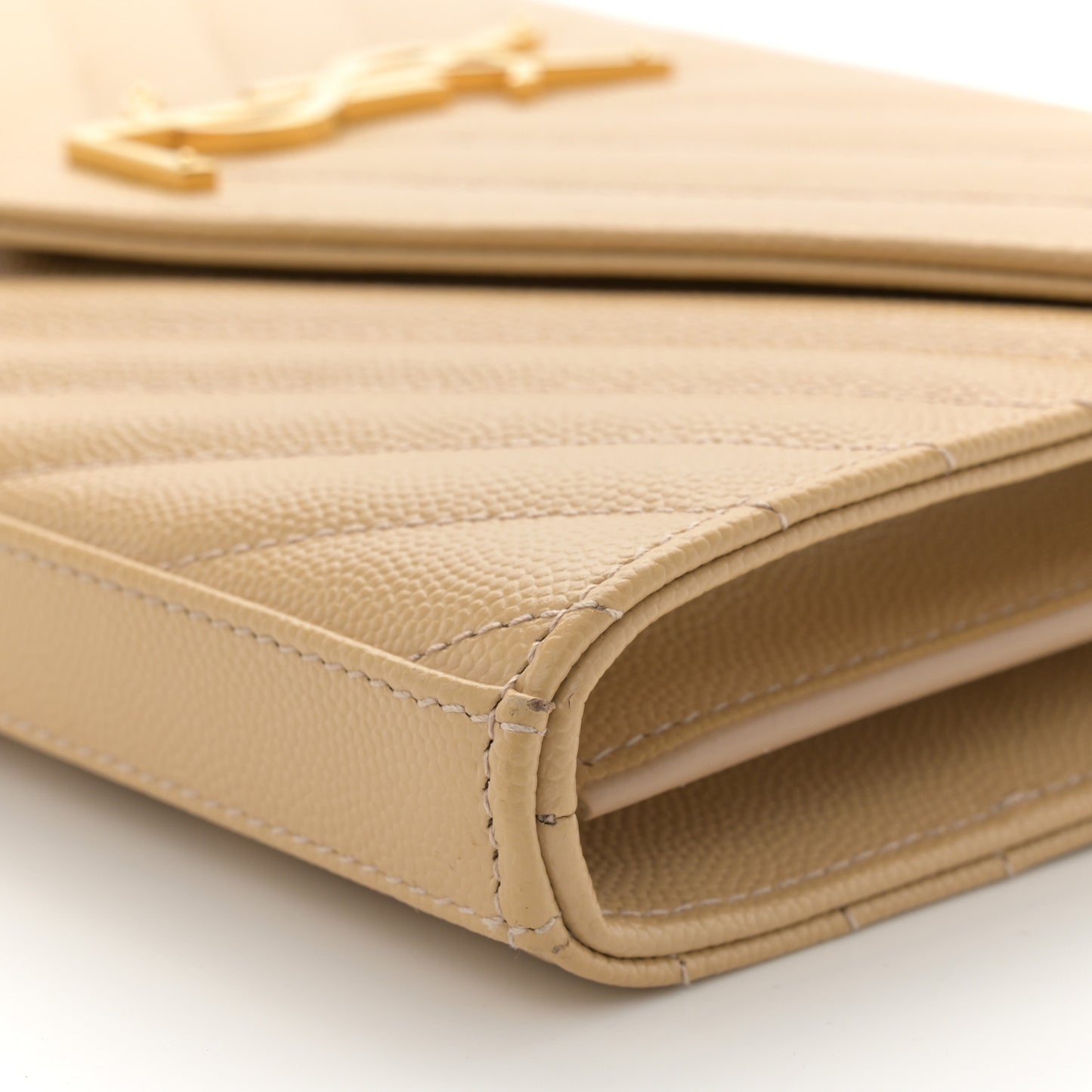 Grain De Poudre Matelasse Chevron Monogram Chain Wallet Nude Powder