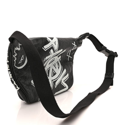 Balenciaga Agneau Arena Graffiti All Over Explorer Belt Bag Black White 3 of 8