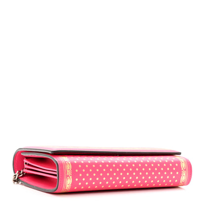Gucci X SEGA Calfskin GUCCY Stars Chain Wallet Violet Fuxia Gold 4 of 17