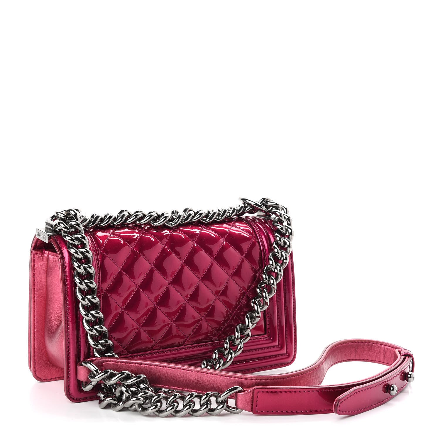Chanel Metallic Patent Calfskin Quilted Small Boy Flap Pink 2 of 10