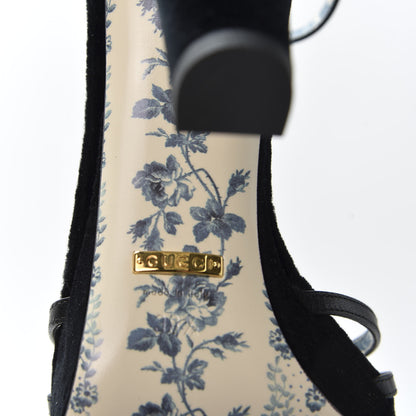 Gucci Velvet Malaga Kid Elias T-Strap Platform High Heel Sandals 38.5 Black 8 of 9