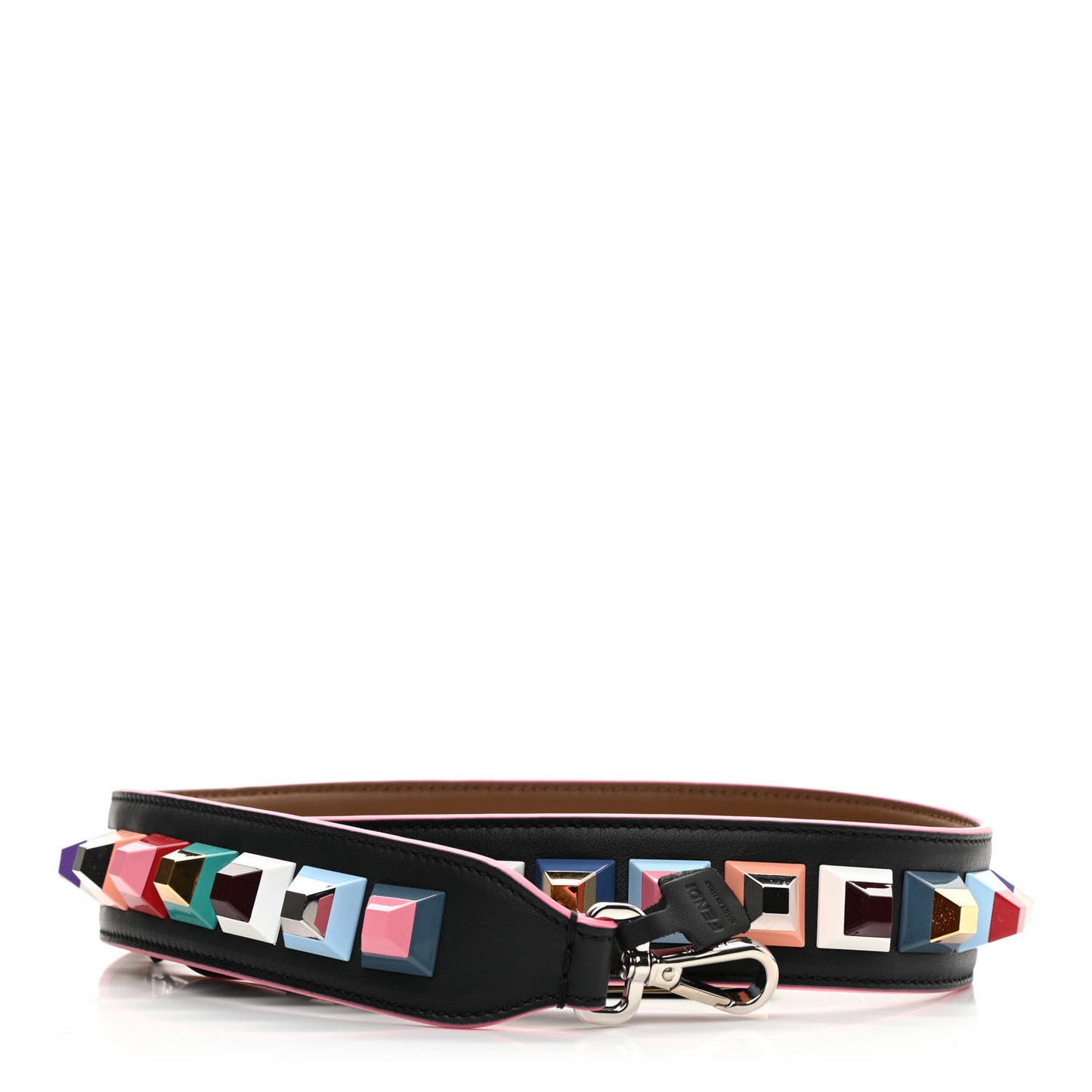 Vitello Dolce Plexiglass Bi-Color Studded Strap You Black Brownie Multicolor
