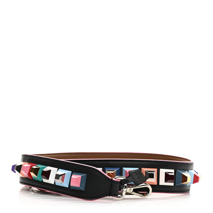 Fendi Vitello Dolce Plexiglass Bi-Color Studded Strap You Black Brownie Multicolor 1 of 3