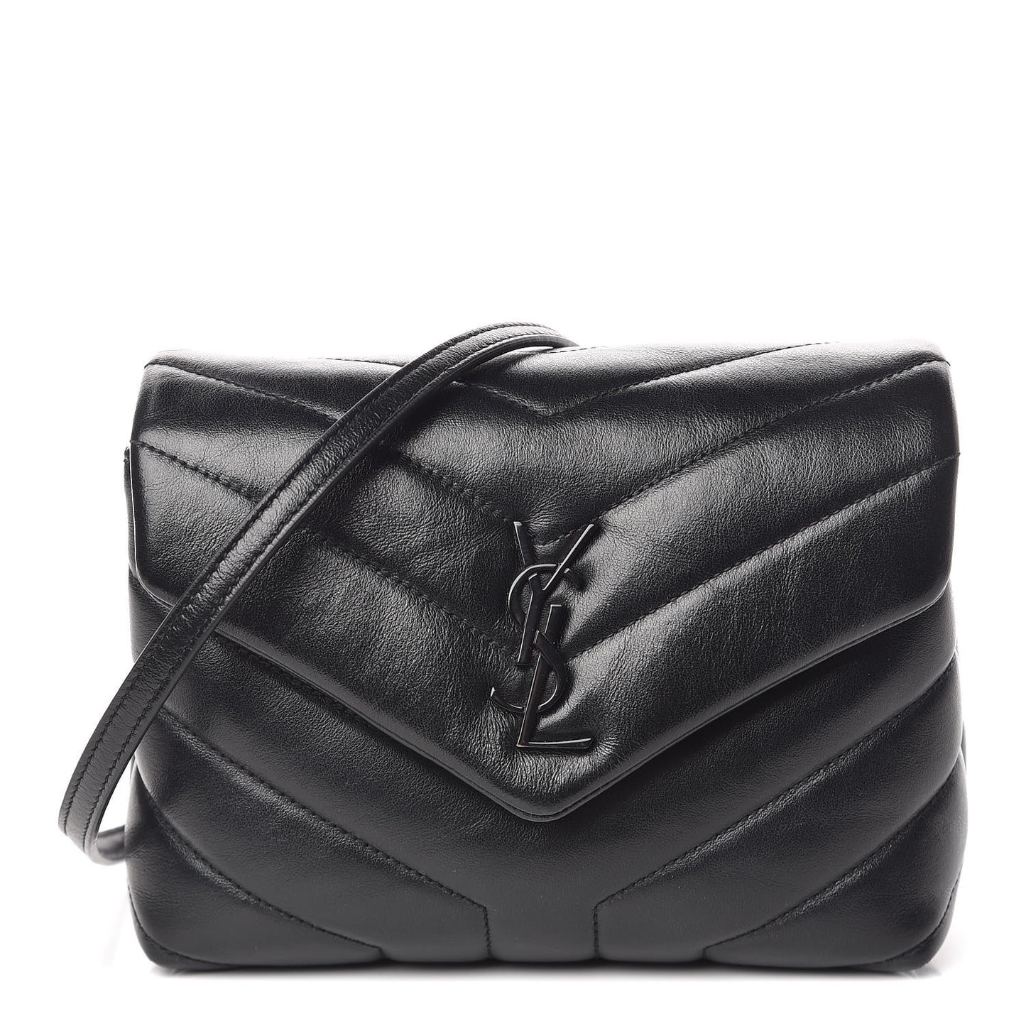 Calfskin Y Quilted Monogram Toy Loulou Crossbody Bag Black