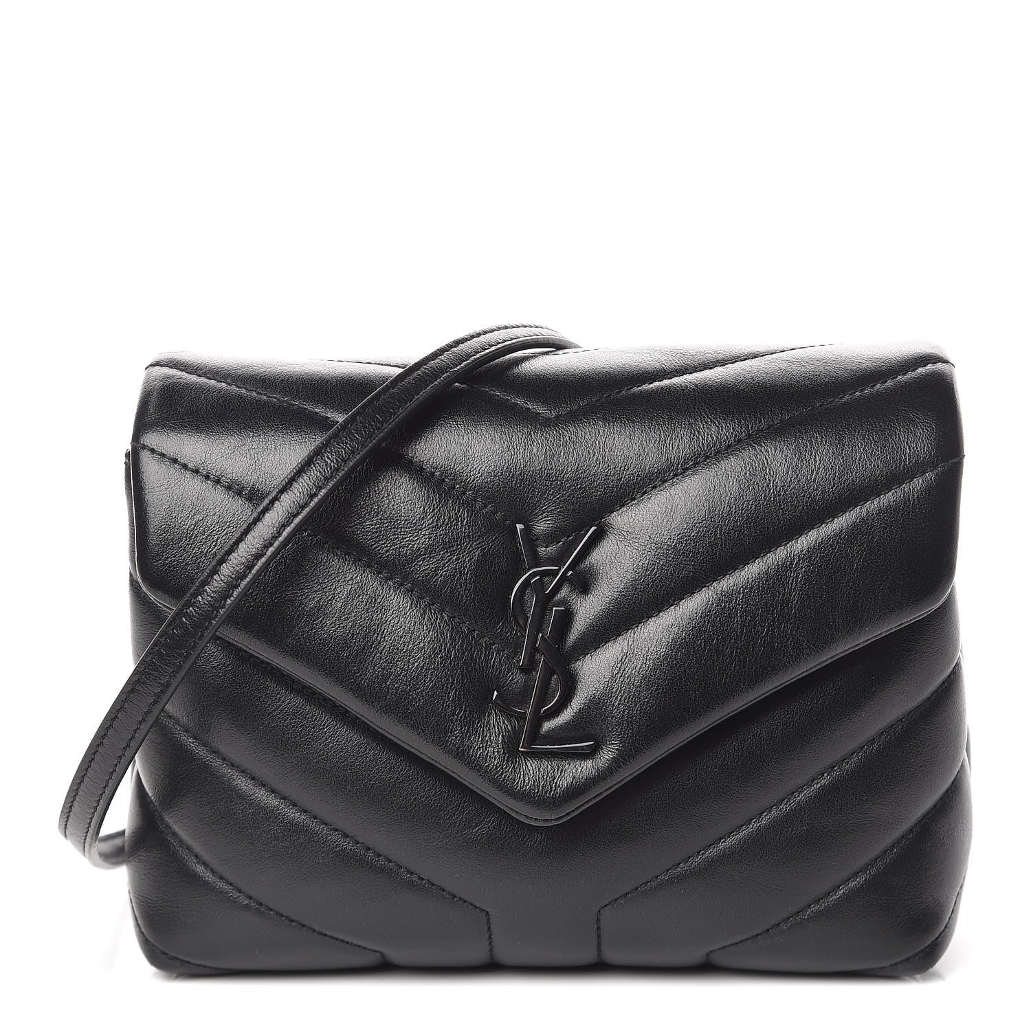 Saint Laurent Calfskin Y Quilted Monogram Toy Loulou Crossbody Bag Black 1 of 11