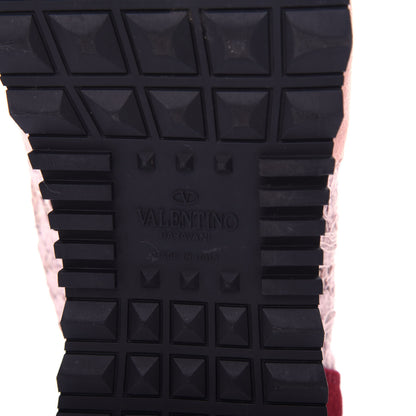 Valentino Garavani Macrame Lace Suede Womens Rockrunner Sneakers 41 Water Rose Multicolor 9 of 10