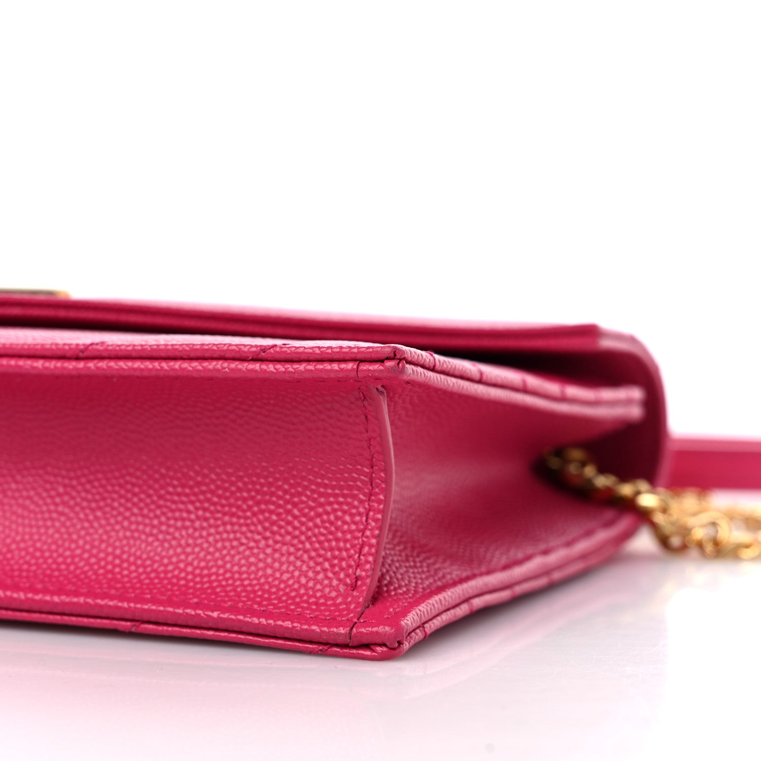 Saint Laurent Grain De Poudre Matelasse Chevron Monogram Envelope Chain Wallet Fresh Fuchsia 8 of 8