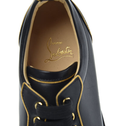 Christian Louboutin Calfskin Louis Junior Spikes Flat Sneakers 39 Black Gold 5 of 8