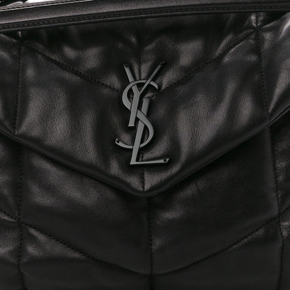 Saint Laurent Lambskin Quilted Monogram Monochrome Medium Loulou Puffer Chain Satchel Black 9 of 12