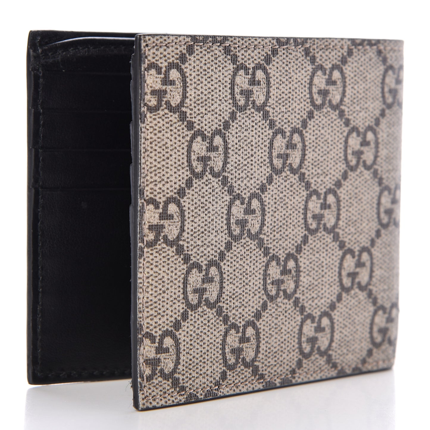 GG Supreme Monogram Selleria Calfskin Tiger Nice Bi-Fold Wallet Beige Ebony Multicolor Black
