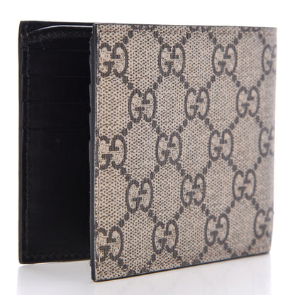 Gucci GG Supreme Monogram Selleria Calfskin Tiger Nice Bi-Fold Wallet Beige Ebony Multicolor Black 3 of 7